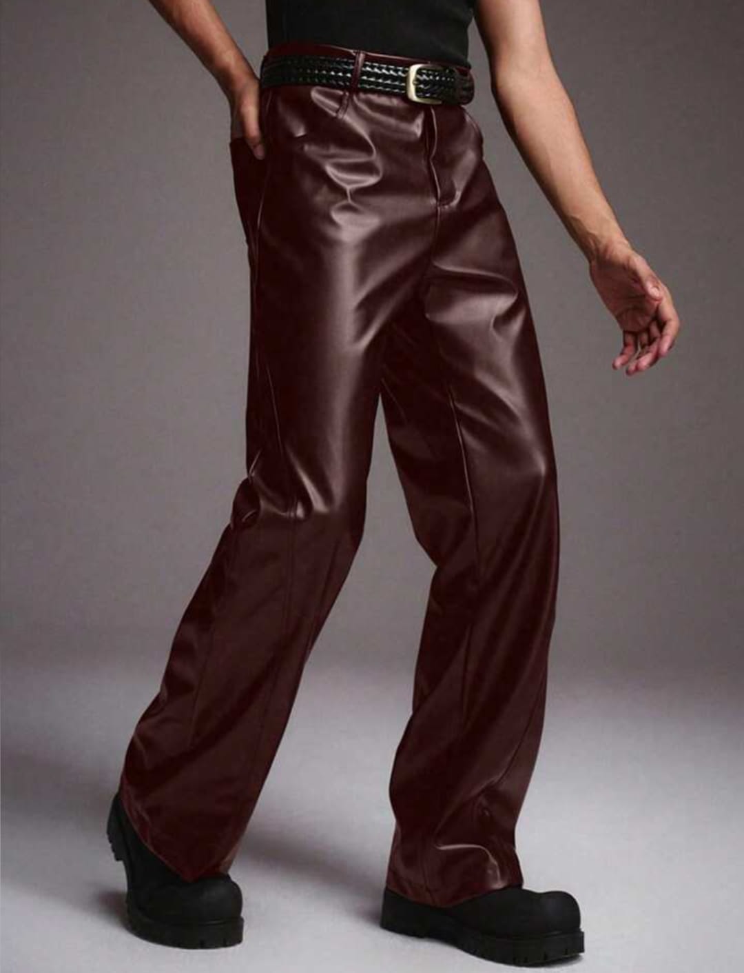 Men's Straight-Leg Trousers – High-Waist Relaxed Fit Fashion Pants